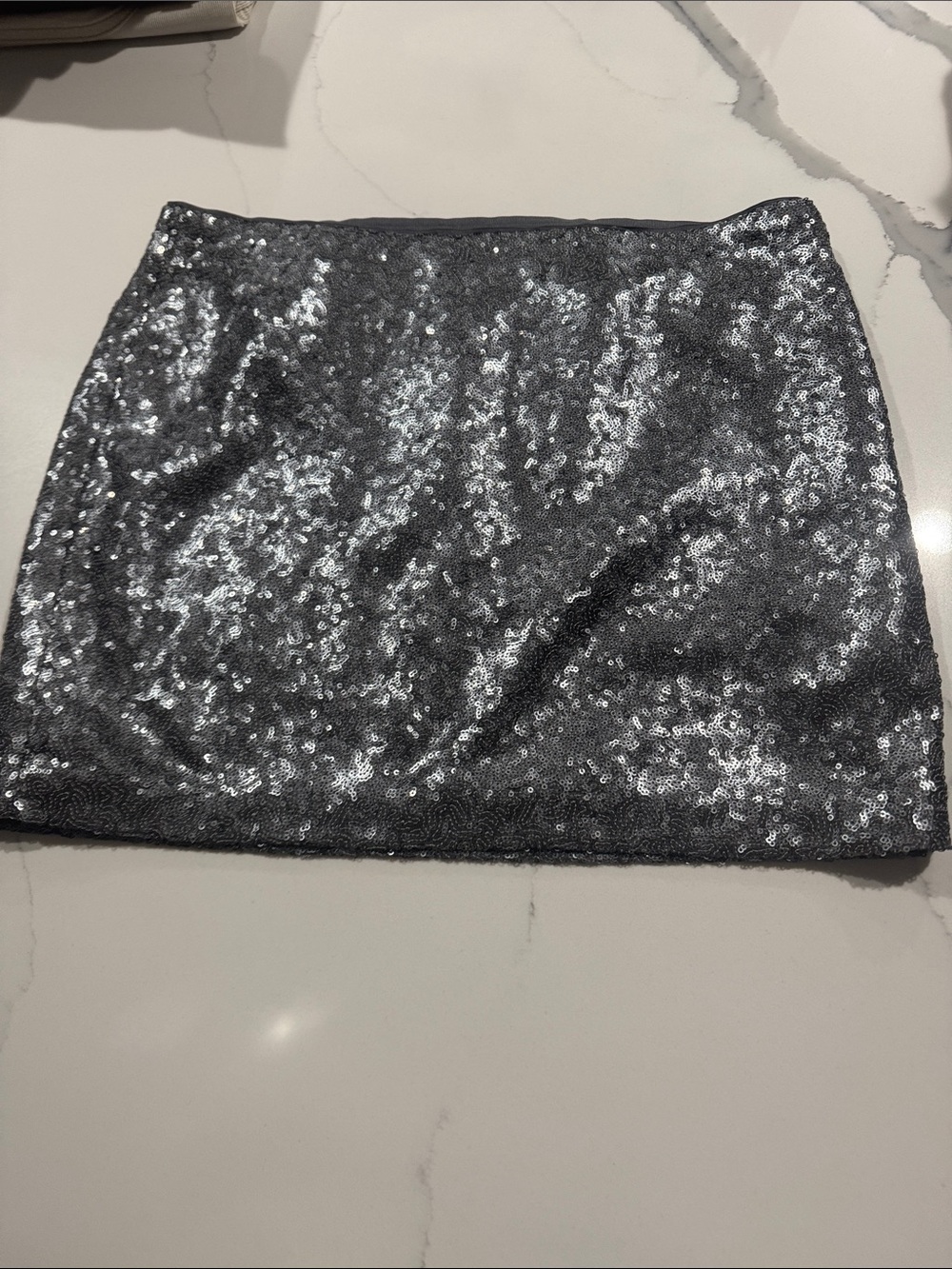 Silver sequin mini skirt